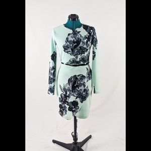 Long sleeve floral mini dress